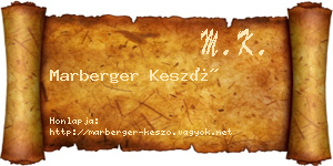 Marberger Kesző névjegykártya
